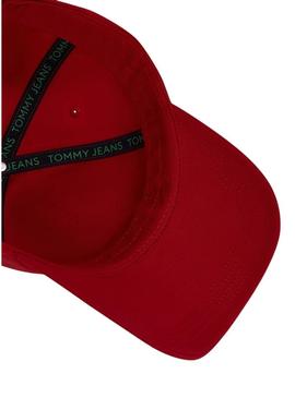 Boné Tommy Jeans Heritage vermelho para mulher.