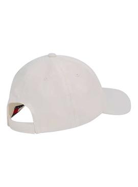 Boné Tommy Jeans Linear branco para homem e mulher.