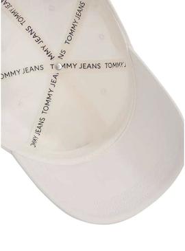 Boné Tommy Jeans Linear branco para homem e mulher.
