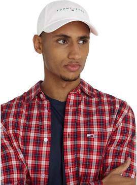 Boné Tommy Jeans Linear branco para homem e mulher.