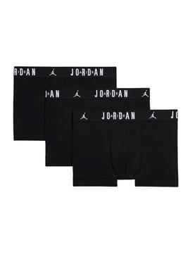 Pacote de três boxers Jordan Flight Cotton preto para homem.