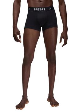 Pacote de três boxers Jordan Flight Cotton preto para homem.