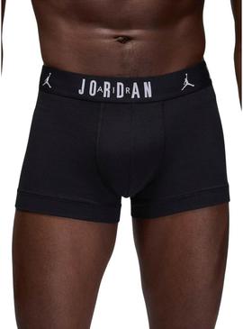 Pacote de três boxers Jordan Flight Cotton preto para homem.