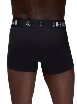 Pacote de três boxers Jordan Flight Cotton preto para homem.