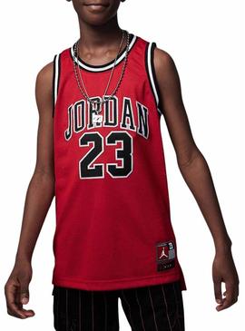 Camisa Jordan Michael Jordan 23 vermelha para meninas e meninos.