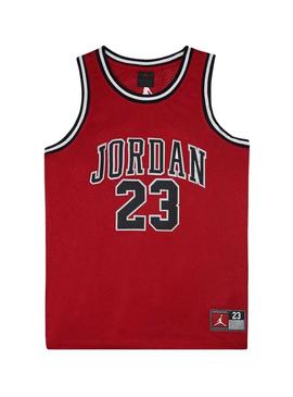 Camisa Jordan Michael Jordan 23 vermelha para meninas e meninos.