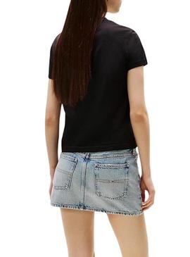 Camisa Tommy Jeans Bubble preta para mulher.