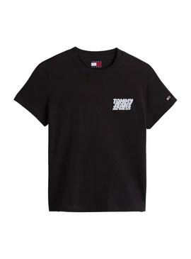 Camisa Tommy Jeans Bubble preta para mulher.