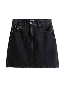 Saia Tommy Jeans Mom preta para mulher.