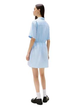 Vestido Tommy Jeans Shirt azul e branco para mulher.