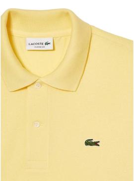 Camisa polo Lacoste de piqué Classic fit amarelo para homem.