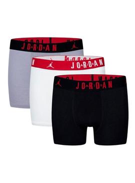 Pacote de três boxers Jordan Flight Cotton multicoloridos para homem.