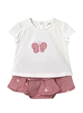 Conjunto Mayoral saia borboletas rosa para bebê