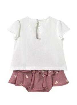 Conjunto Mayoral saia borboletas rosa para bebê