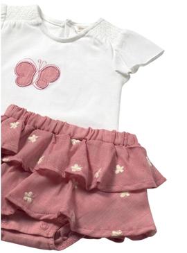 Conjunto Mayoral saia borboletas rosa para bebê