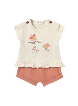 Conjunto Mayoral Ponto 4 peças laranja para bebê.