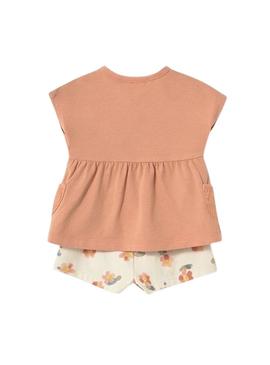 Conjunto Mayoral Ponto 4 peças laranja para bebê.
