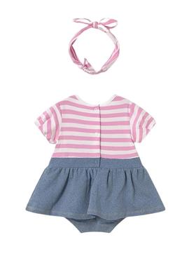 Macacão Mayoral saia denim rosa para bebê