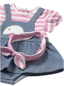Macacão Mayoral saia denim rosa para bebê