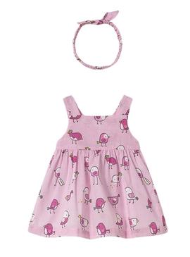 Vestido Mayoral tiara pétala rosa para bebê.