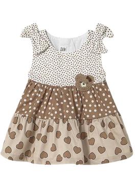 Vestido Mayoral combinado biscoito marrom para bebê