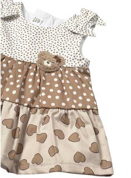 Vestido Mayoral combinado biscoito marrom para bebê