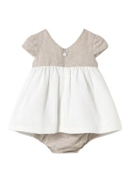 Vestido Mayoral combinado cerimônia bege bebê