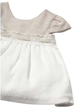 Vestido Mayoral combinado cerimônia bege bebê