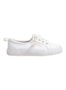 Sapatilhas Pepe Jeans Kenton brancas para menina.