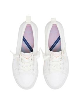 Sapatilhas Pepe Jeans Kenton brancas para menina.