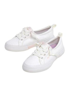 Sapatilhas Pepe Jeans Kenton brancas para menina.