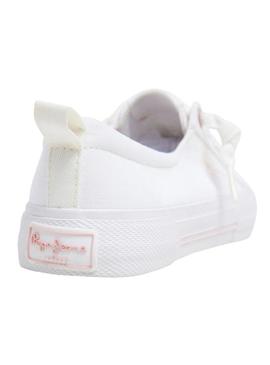 Sapatilhas Pepe Jeans Kenton brancas para menina.