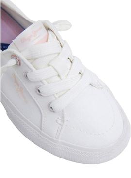 Sapatilhas Pepe Jeans Kenton brancas para menina.