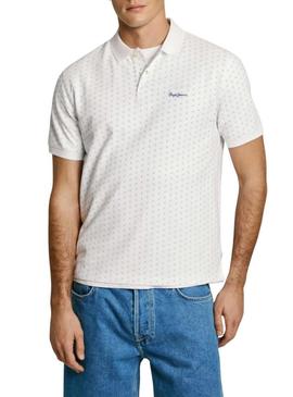 Camisa Polo Pepe Jeans Basil branca para homem.