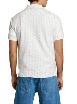 Camisa Polo Pepe Jeans Basil branca para homem.