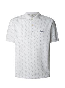 Camisa Polo Pepe Jeans Basil branca para homem.