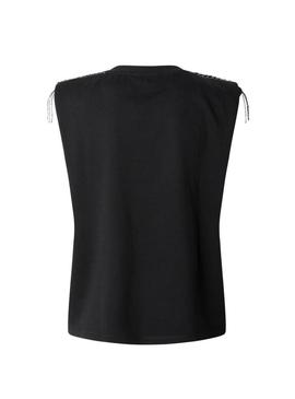 Camiseta Pepe Jeans Vatiana preta para mulher.
