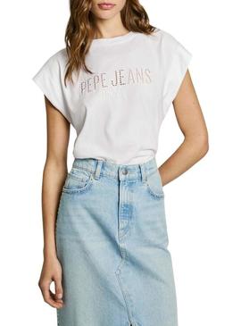 Camiseta Pepe Jeans Vivith branca para mulher.
