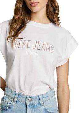 Camiseta Pepe Jeans Vivith branca para mulher.