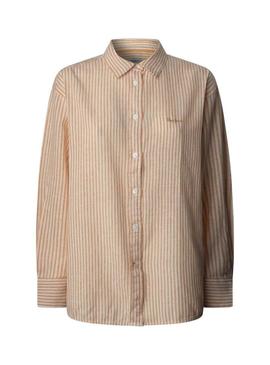Camisa Pepe Jeans Dream laranja e branco para mulher.