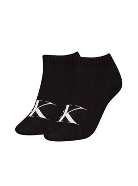Pack de meias Calvin Klein Sneaker Monogram preto para mulher