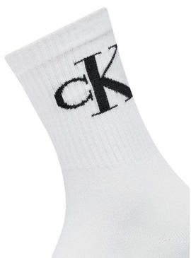 Conjunto de meias Calvin Klein Monogram branco para mulher.