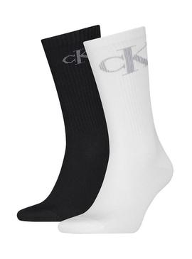 Pack de dois pares de meias Calvin Klein Shadow multicoloridas para homem.
