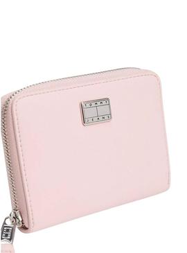 Carteira Tommy Jeans American Cool rosa para mulher.