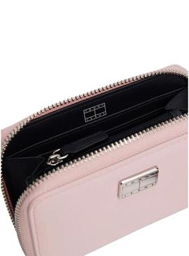 Carteira Tommy Jeans American Cool rosa para mulher.