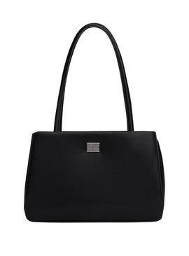 Bolsa Tommy Jeans American Cool Tote preta para mulher.