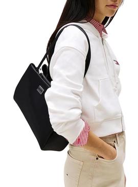 Bolsa Tommy Jeans American Cool Tote preta para mulher.