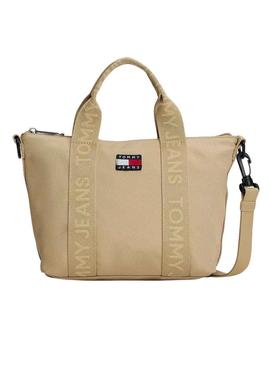 Bolsa Tommy Jeans Tote mini bege para mulher.