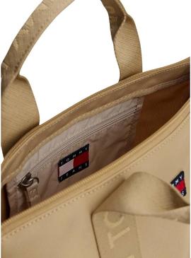 Bolsa Tommy Jeans Tote mini bege para mulher.