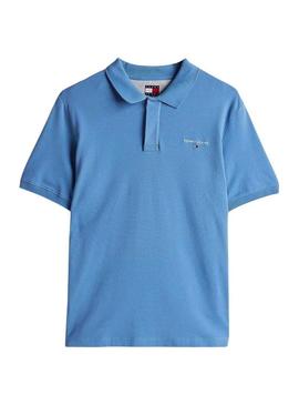Polo Tommy Jeans básico azul para homem.